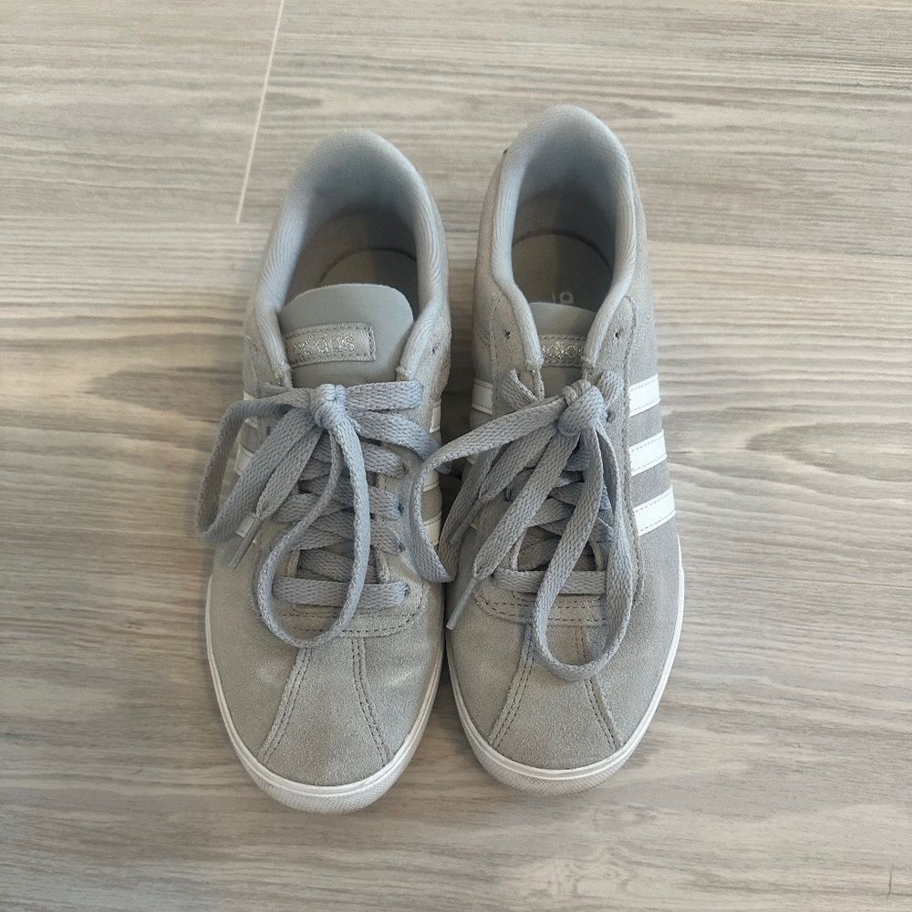 Adidas Gray and White Women's Suede Sneakers